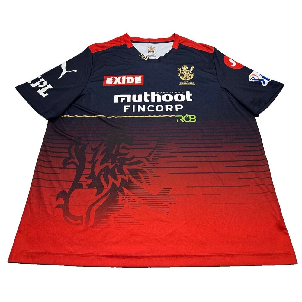 Men's Puma IPL 2021 Royal Challengers Bangalore Jersey Size XL Blue Red #773001